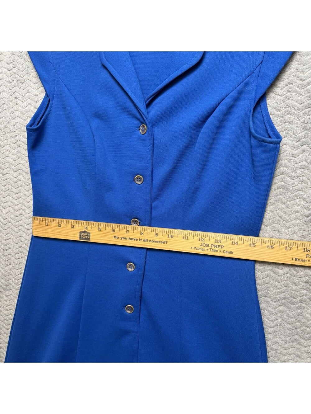 Vintage Dress 1960s 1970s Royal Blue A-Line Retro Fit Flare No Size Tag - Picture 4 of 6